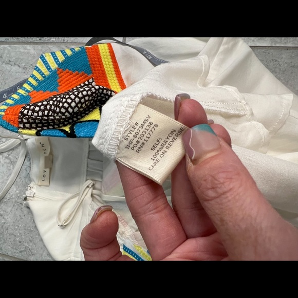 Love Stitch White Strappy Sundress Orange Blue Embroidered Chest Design Size Med - Picture 8 of 11